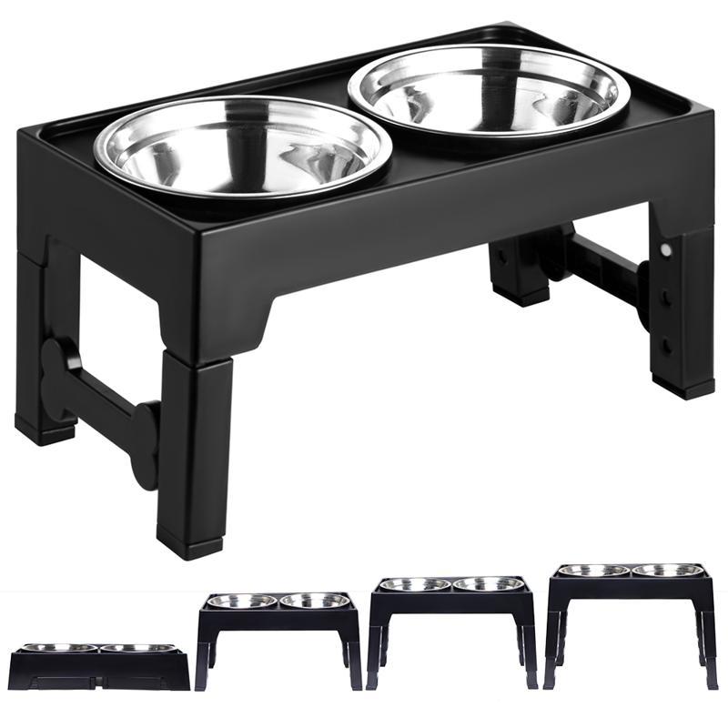 Elevated Pet Feeding Bowl With Neck Support Anti Tumble Design
