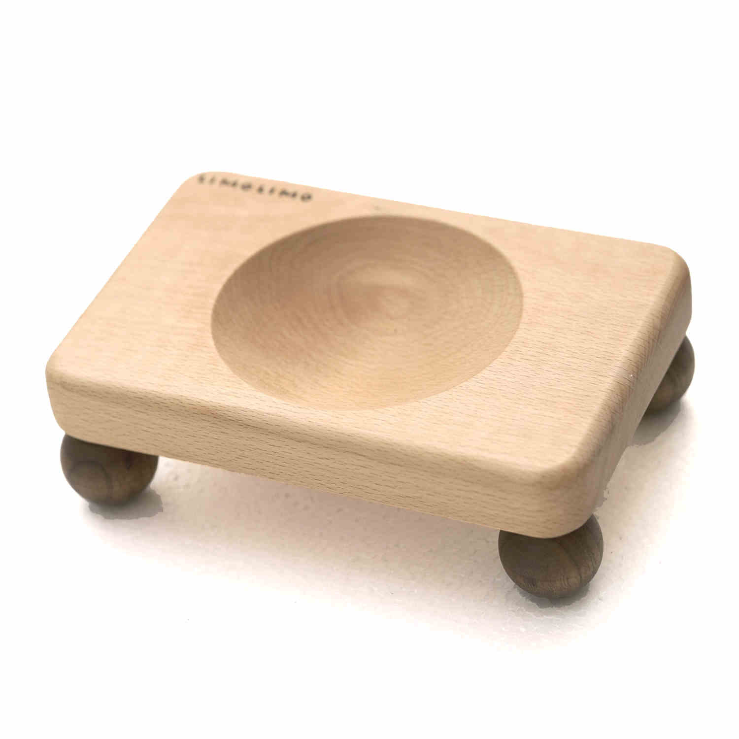 Solid Wood Stand Ceramic Pet Feeding Bowl Set