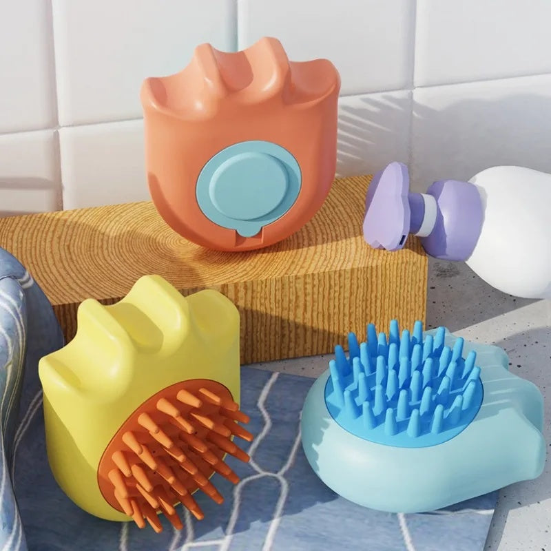 Pet Bath Massage Brush Shampoo Dispensing Grooming Tool