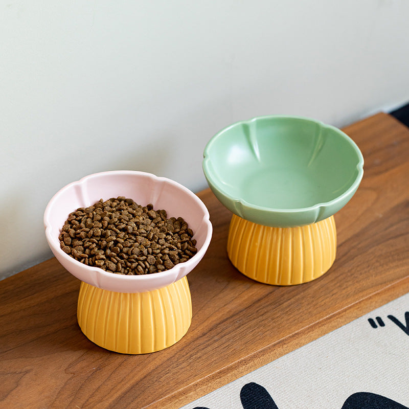Macaron Color Ceramic Pet Feeding Bowl For Food And Water