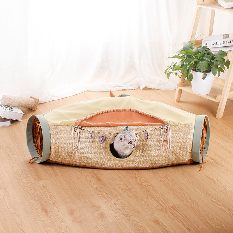 Totoro Style Cat Tunnel Toy With Drilling Play Design