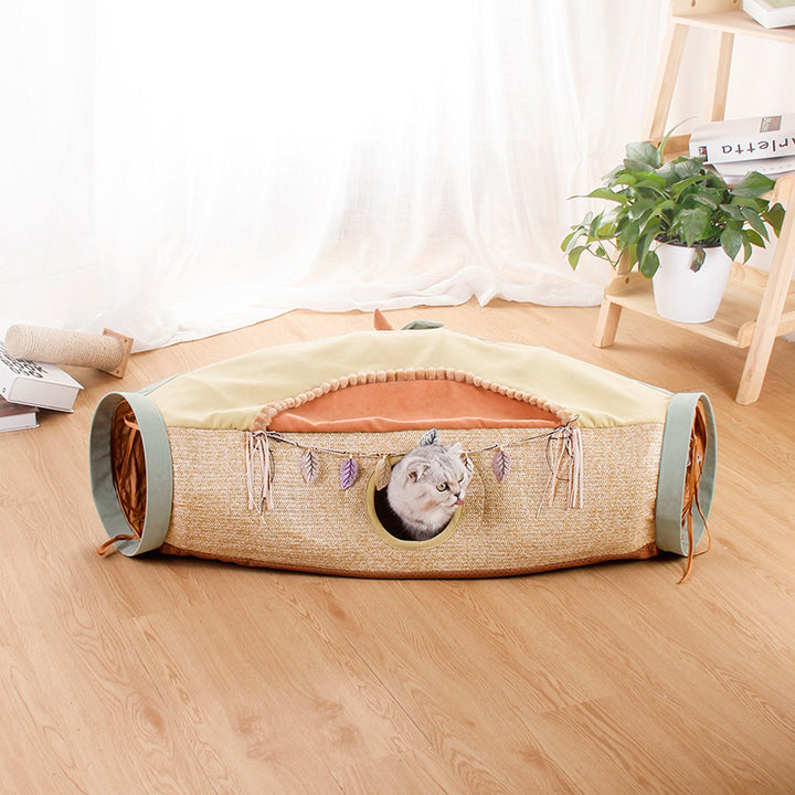 Totoro Style Cat Tunnel Toy With Drilling Play Design
