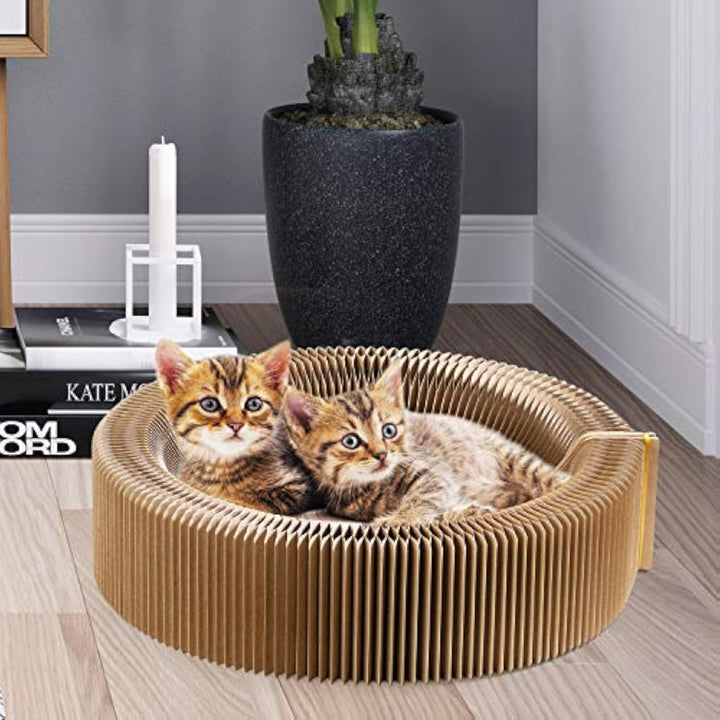 Collapsible Corrugated Pet Scratcher Lounge Bed Round Nest