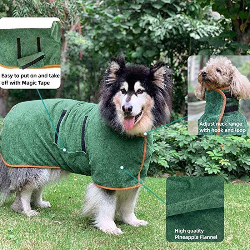 Quick Dry Microfiber Pet Bathrobe Towel Grooming Coat