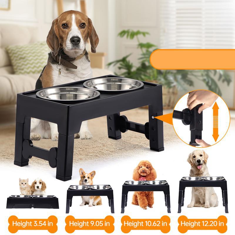 Elevated Pet Feeding Bowl With Neck Support Anti Tumble Design