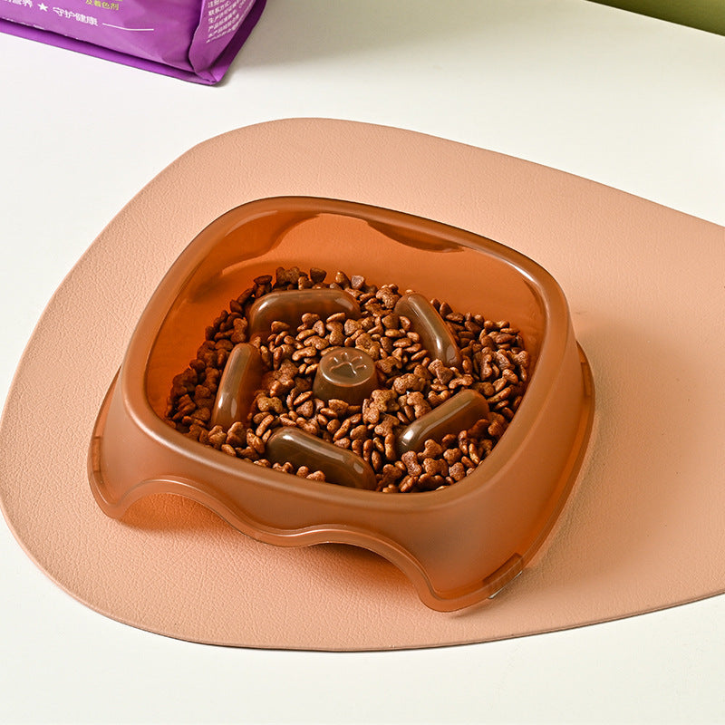Slow Anti-Choking Pet Feeder Bowl Water Dish Plastic