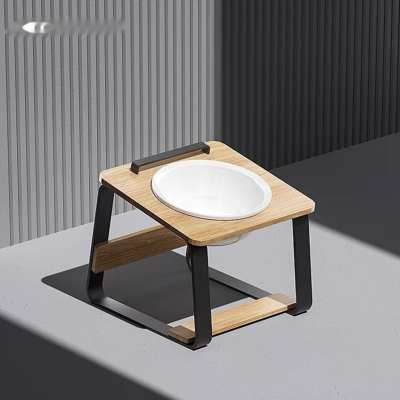 Ceramic Double Pet Feeding Bowl With Elevated Stand