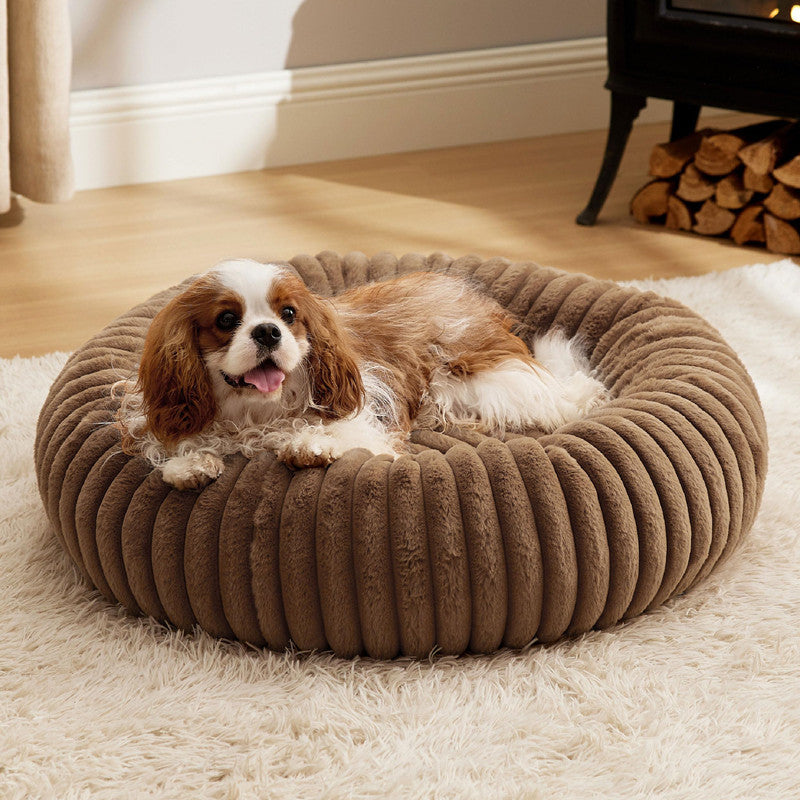 Plush Warm Round Pet Bed Long Fur Winter Mat