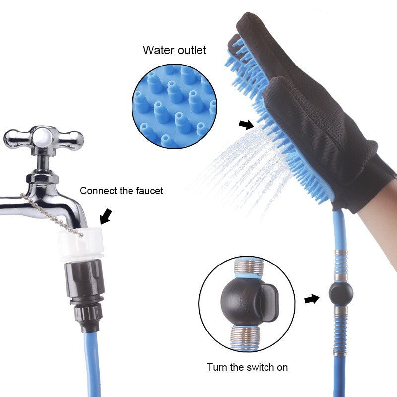 Five Finger Pet Bath Gloves Spray Massage Brush With Hose