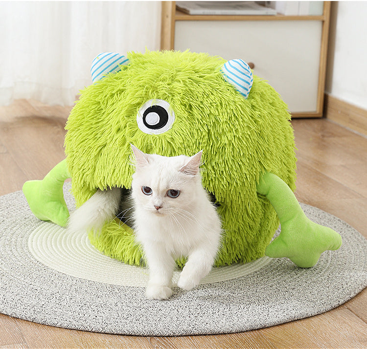Machine Washable Fluffy Round Calming Pet Bed With Self Warming Cushion