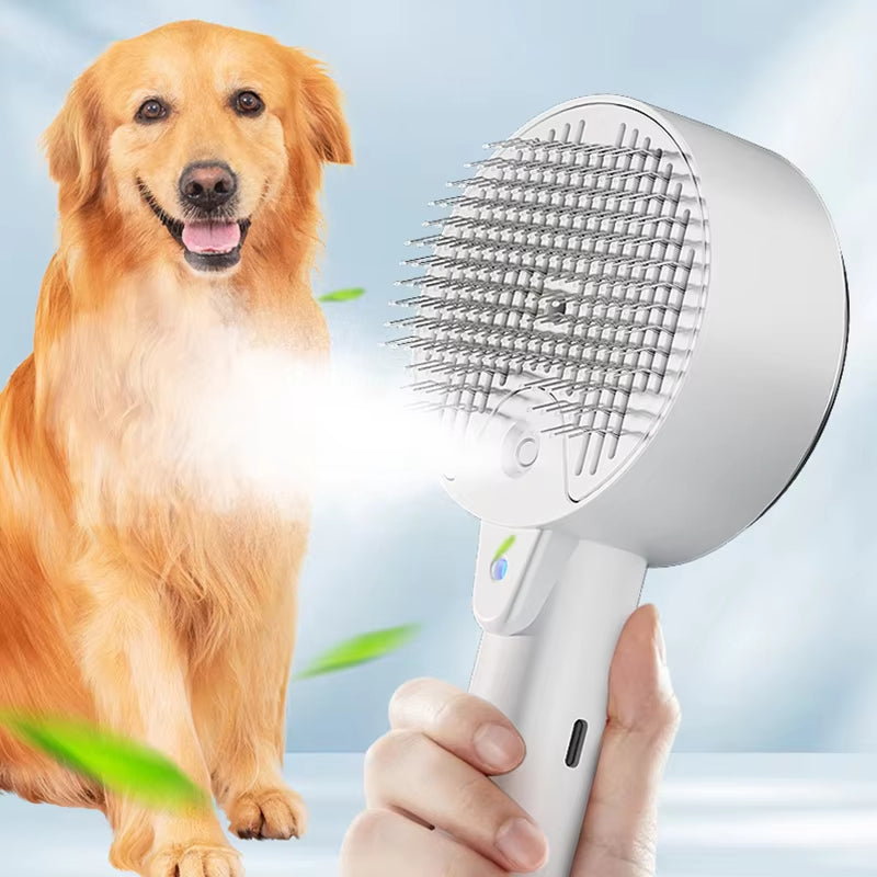 Pet Steam Brush Electric Sprayer Massage Grooming Tool