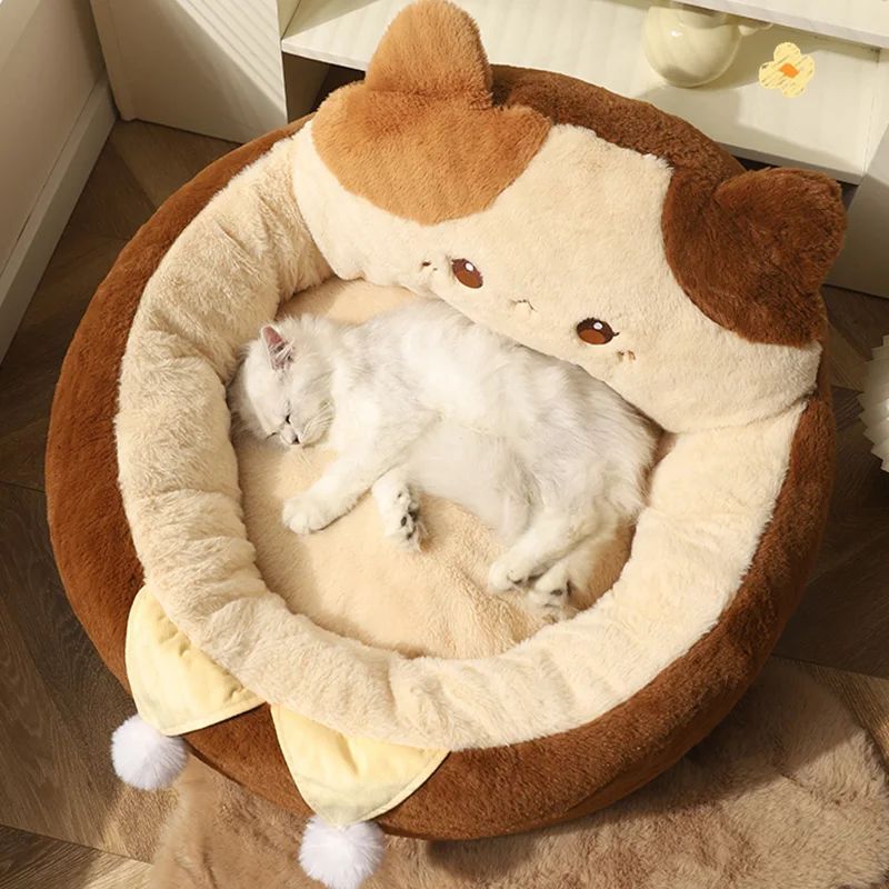 Round Warm Pet Bed Sofa Cushion For Deep Sleep Comfort