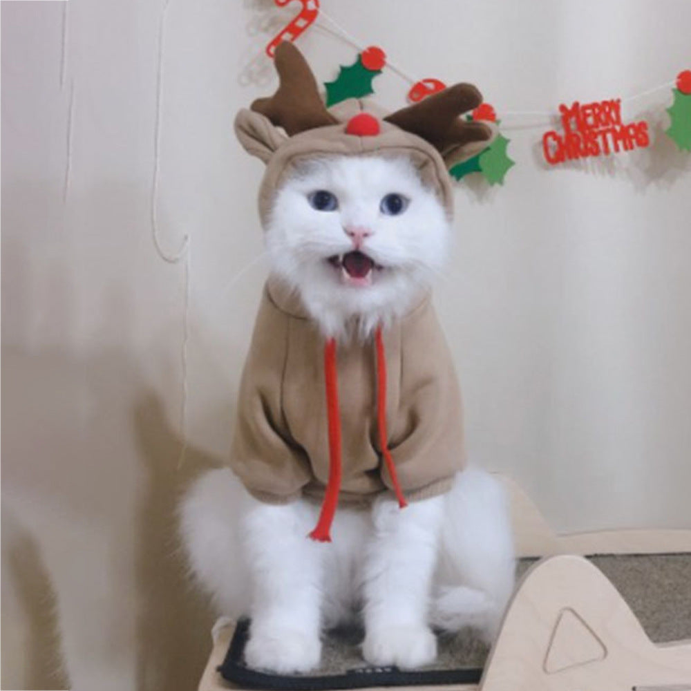 Pet Hooded Sweater Apricot Elk Warm Clothing