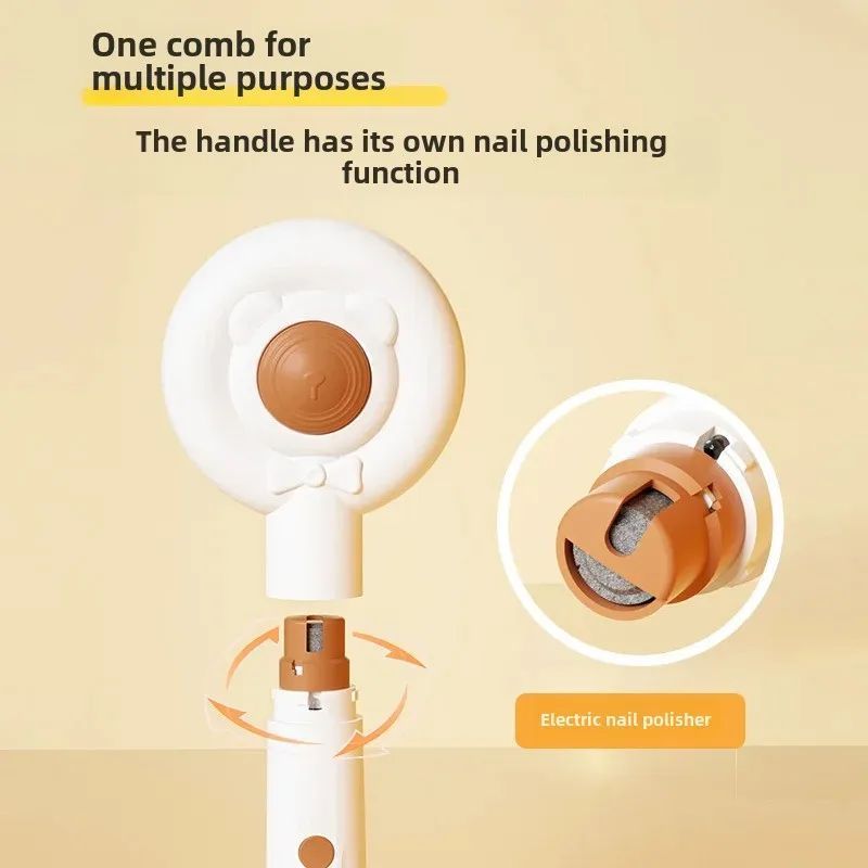 Rechargeable Two-In-One Pet Nail Trimmer Grooming Brush Tool