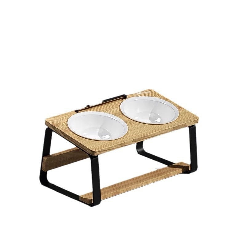 Ceramic Double Pet Feeding Bowl With Elevated Stand