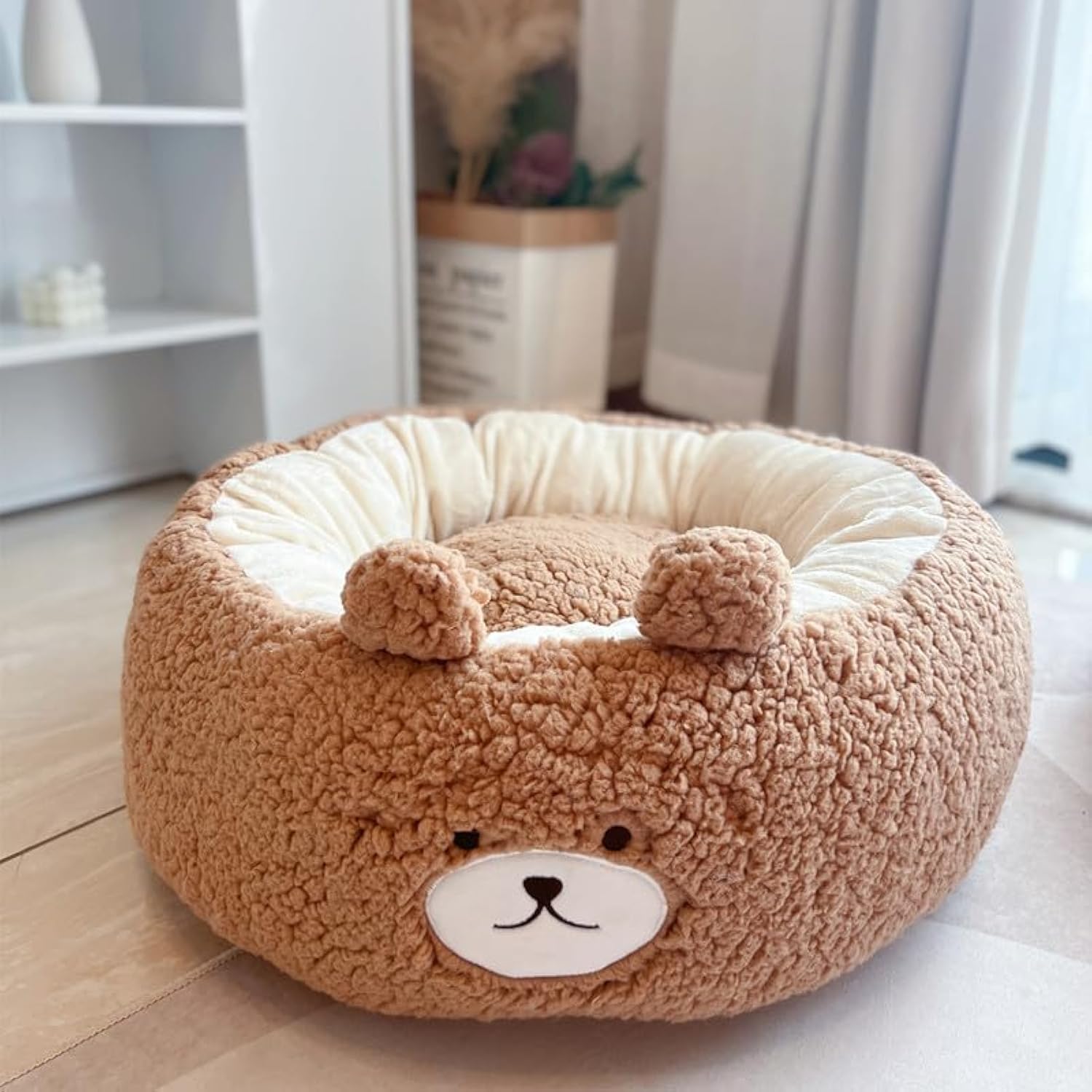 Cartoon Plush Pet Nest Round Bed For All Season Comfort