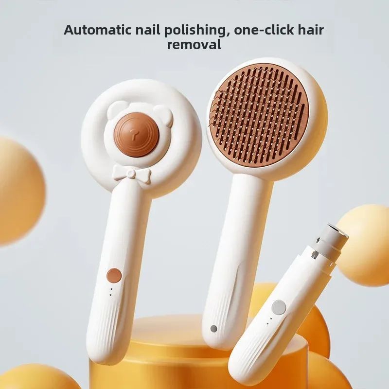 Rechargeable Two-In-One Pet Nail Trimmer Grooming Brush Tool