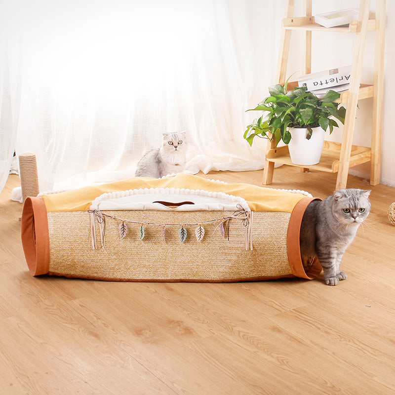 Totoro Style Cat Tunnel Toy With Drilling Play Design